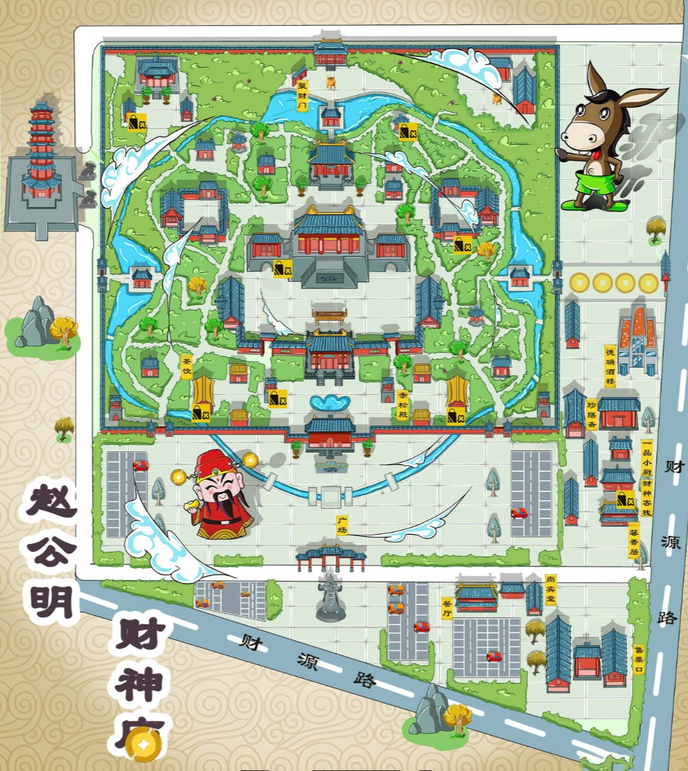 阳山寺庙类手绘地图